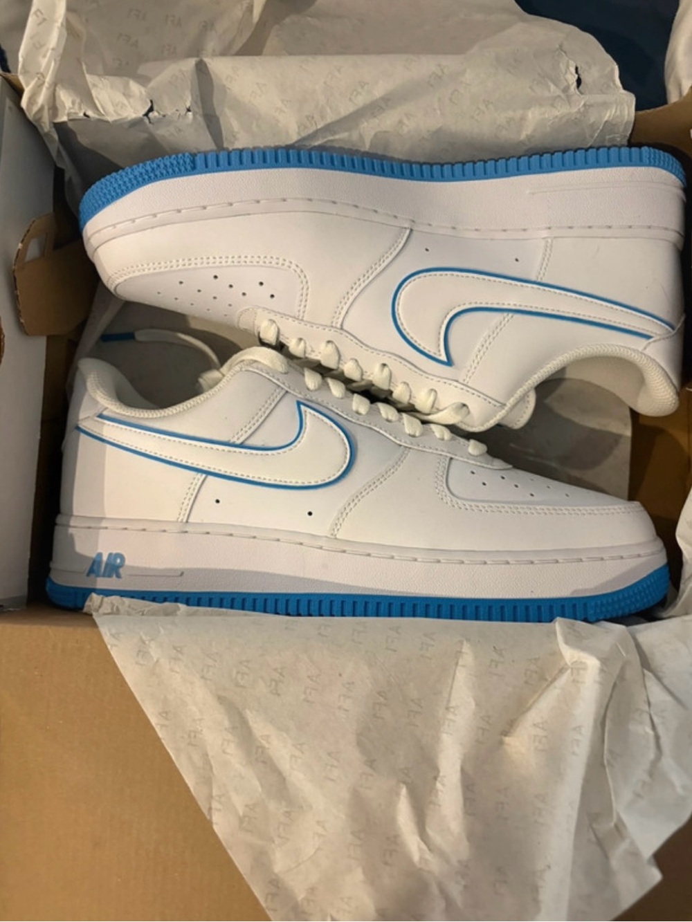 Nike Air Force 1 Low - White with Light Blue Accents